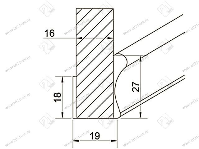 Ручка вертикальная для шкафа-купе 16 мм 2,75м (шампань) <20> 2