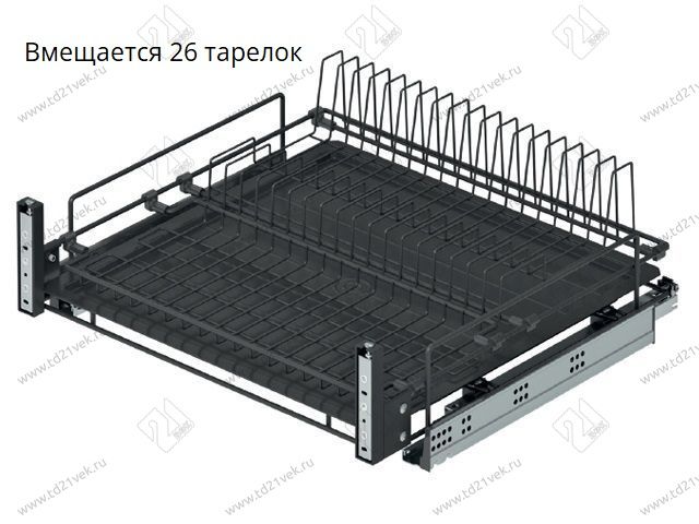 S-2033-A Сушка для посуды выдвижная в нижнюю базу 800 мм, Starax, направляющие Blum Tandem, с доводчиком, (760-780х520х185 мм), антрацит 2