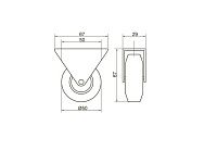 Опора колесная 107 нагрузка - 35 кг d=50, h=68 <100/300>