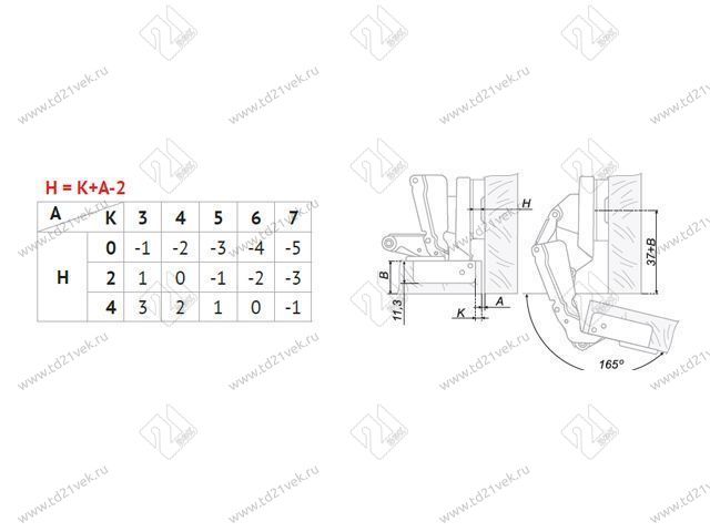 H600С02/0112 Петля Boyard 165° (вкладная) + планка H=2 <100> 3