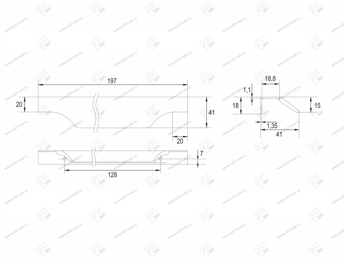 RT114BL.1/128/200 Ручка торцевая 128 мм матовый чёрный <30> 5