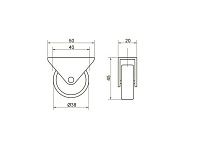 Опора колесная 103 нагрузка - 25 кг d=38, h=47 <200/1000>