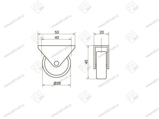 Опора колесная 103 нагрузка - 25 кг d=38, h=47 <200/1000> 2