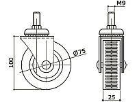 Опора колесная 352 нагрузка - 50 кг d=75, h=100 <100>