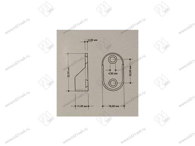 Штангодержатель овальный FLMCNK15H20007 H20*15мм 2отв.(никель) <500/1000> 2