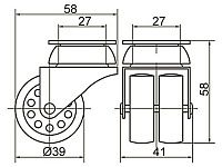 Опора колесная 125 нагрузка - 30 кг d=39, h=58 <100>