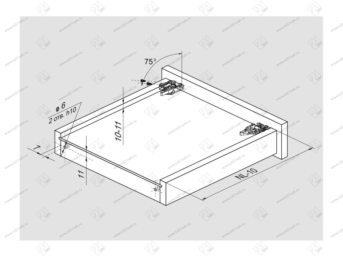 DB8881Zn/450 Направляющие, 450 мм скрытого монтажа B-slide c доводчиком <10> 6