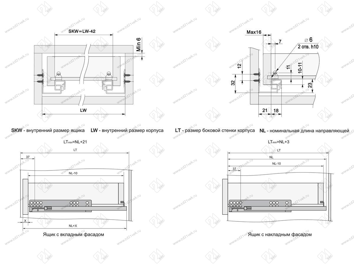 DB8882Zn/400 Направляющие 400 мм скрытого монтажа  с доводчиком <10> 4