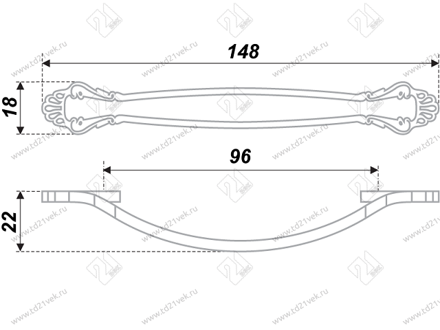 RS430CP/W.4/96 Ручка-скоба 96 мм белый/хром <40> 2