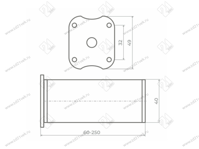 Опора декоративная H60+15мм, металлик 2