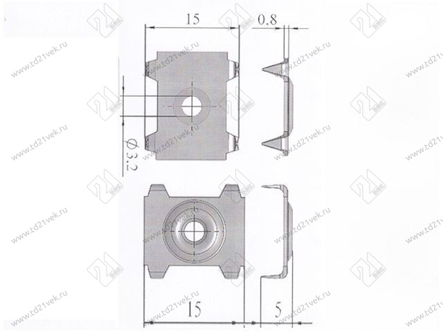 Скрепка 15x15x0.8мм, белый цинк a (100/1000) <8000> 2
