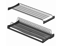 S-5159-A-16-1 Посудосушитель двойной с 1 поддоном в базу 600 мм, Starax (560х295-345 мм), антрацит
