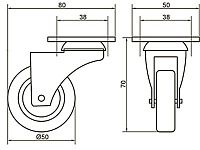 Опора колесная 331 нагрузка - 45 кг d=50, h=75 <200>