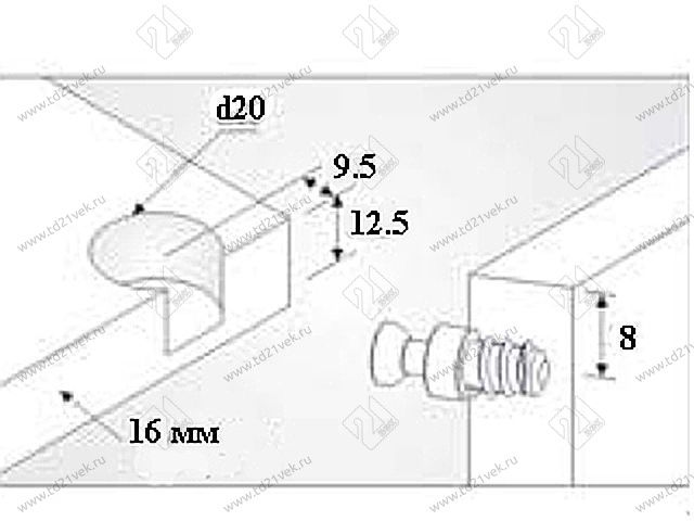 103-04-03-302 Полкодержатель Mesan Raffix d20*H12,5мм (для 16мм) (белый)<500/5000> 2