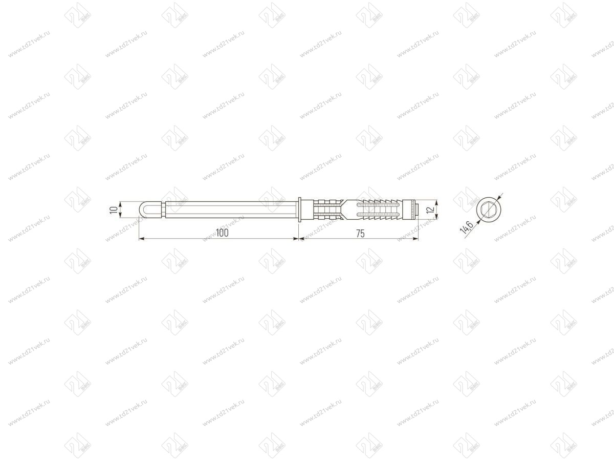 Скрытый менсолодержатель 10*100 мм SH-10100 <200> 2