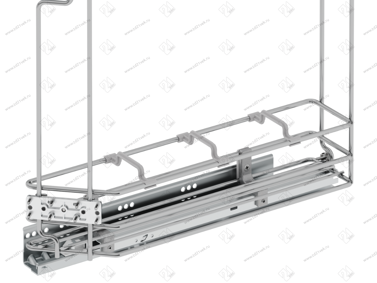 S-2606-C Бутылочница 150, Starax, 45 градусов, 2-х ярусная, направляющие Blum Tandem, (106х465х495 мм), полное выдвижение, левая, хром 6