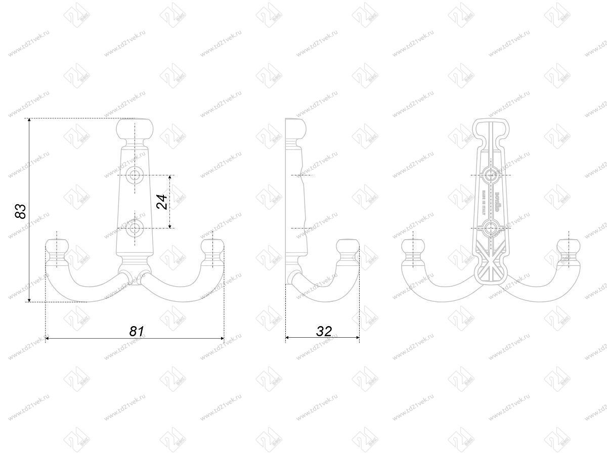 K250MAB.6  Крючок мебельный матовая старинная латунь <12> 3