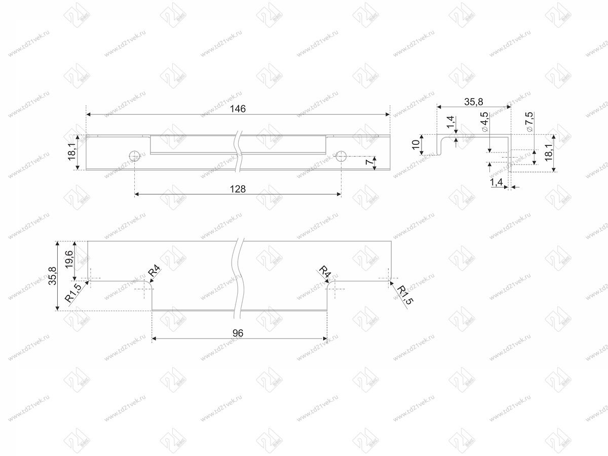 RT109SC.1/128/150 Ручка торцевая 128 мм матовый хром <50> 4