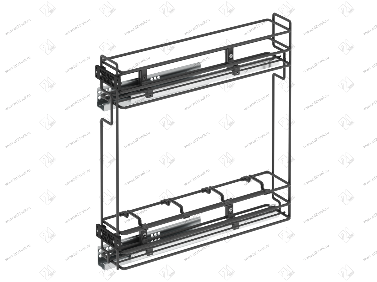 S-2422-A Бутылочница 150, Starax, 2-х ярусная, направляющие Blum Tandem, (106х475х495 мм), частичное выдвижение, левая, антрацит 2