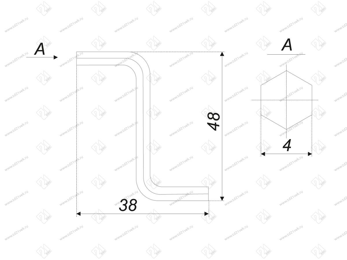 MT07/03/S4*40Zn(Ключ шестигр.S-образный), (100/500) <2500> 2