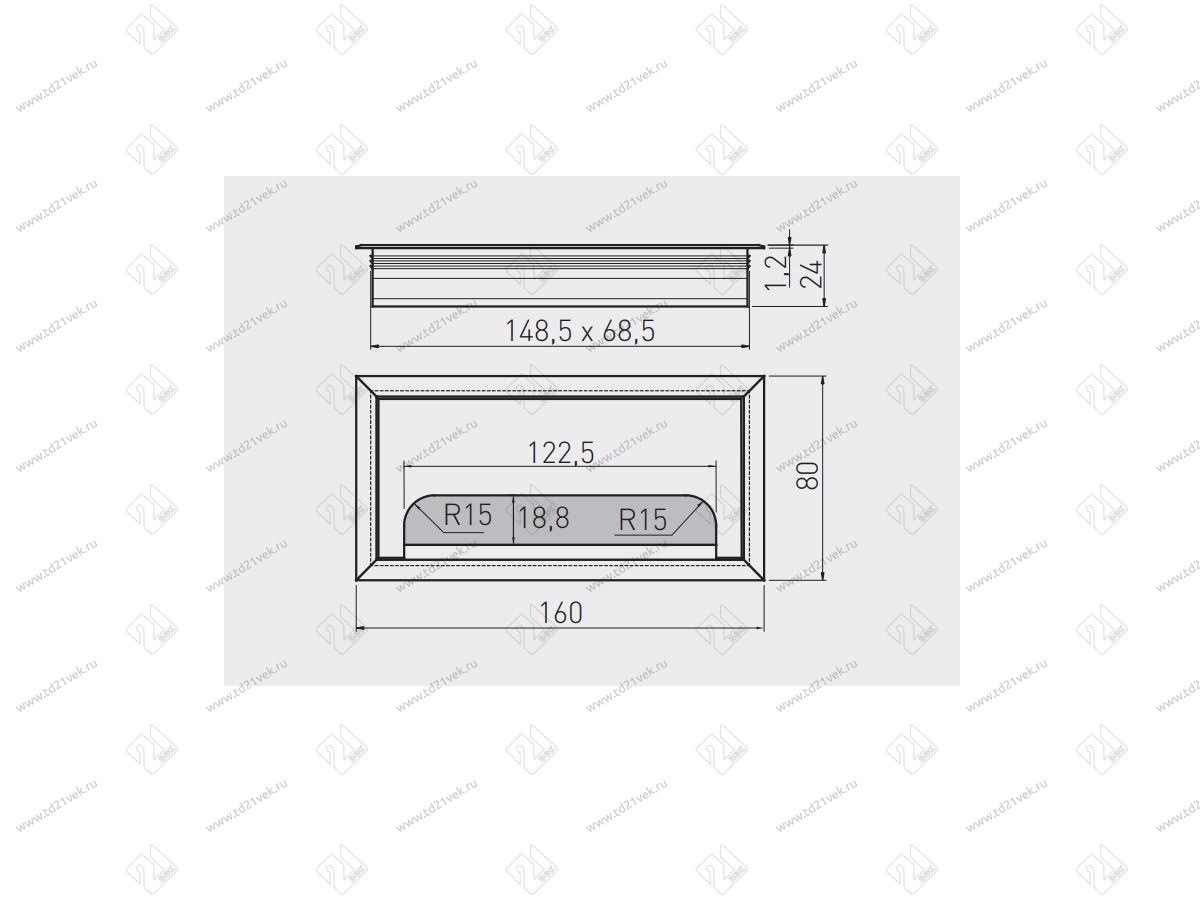Заглушка кабель-канала LB-80X160-05 Мерида, GTV, 80x160мм, анодированный натуральный 2