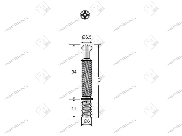 102-02-04-403 Шток Mesan для эксцентрика саморез, 0185-3 ZN цинк (ST) (500) <1000/2000> 2