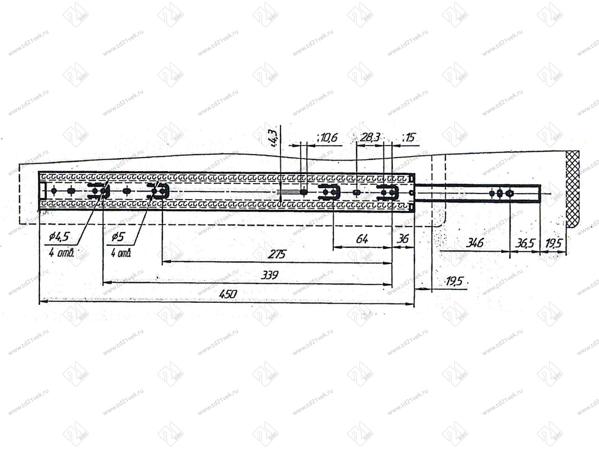 Бутылочница для кухни 200 мм (150x460x480мм) c шариковыми направляющими без доводчика, h35 мм 3