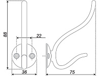 K208SC.6 Крючок мебельный K0860 сатиновый хром <25>