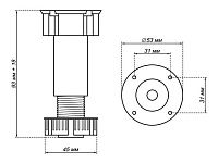 Опора кухонная Н100-120 мм неразборная, черный, нагрузка 130 кг