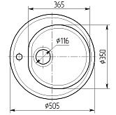 Мойка каменная Вега d=505/350мм, глубина-150мм (Белоснежный)  глянец GPRY 1