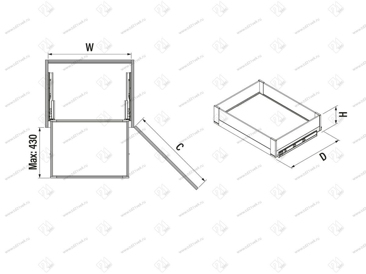 S-2333-P-A Выдвижная корзина для распашных фасадов Starax шир. 450 (414х460х80 мм), премиум, антрацит 4