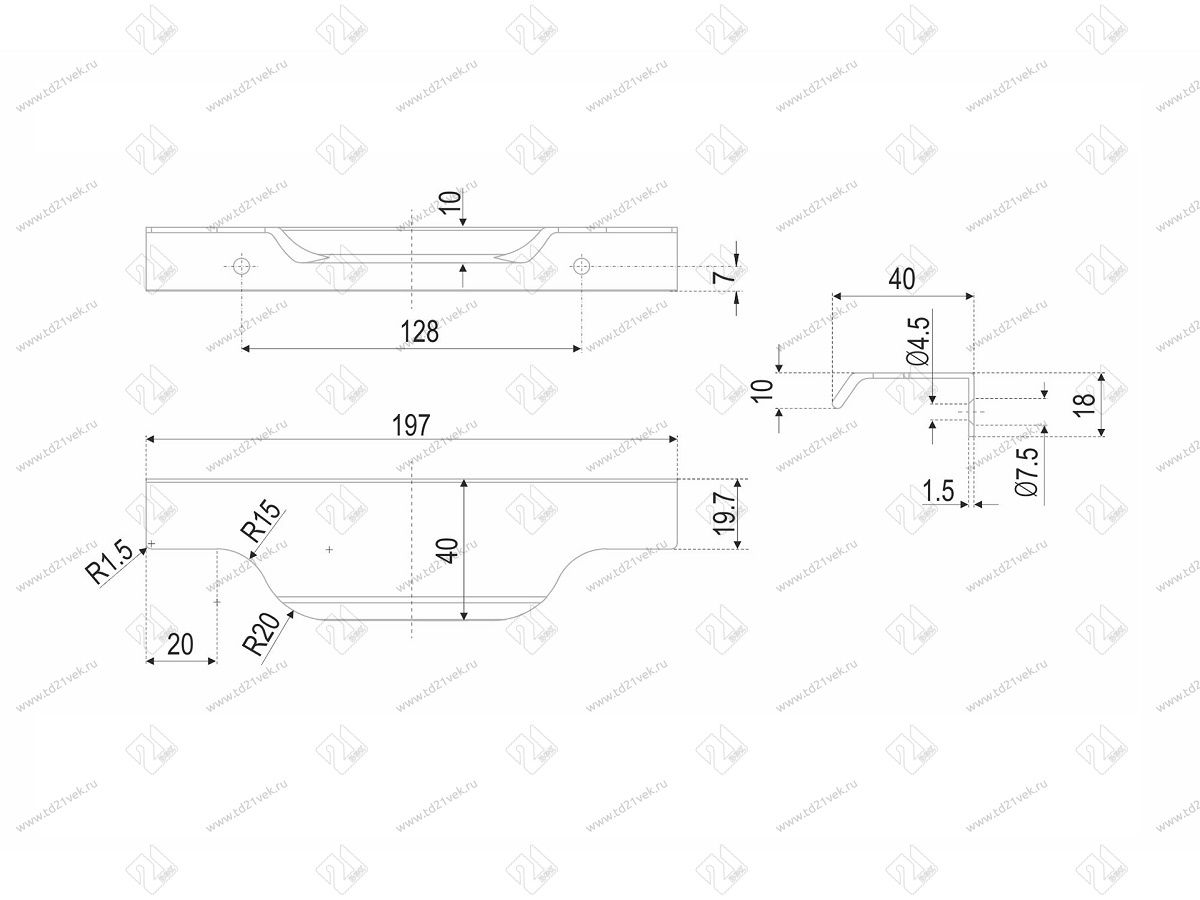 RT111BL.1/128/200 Ручка торцевая 128 мм матовый чёрный <50> 3