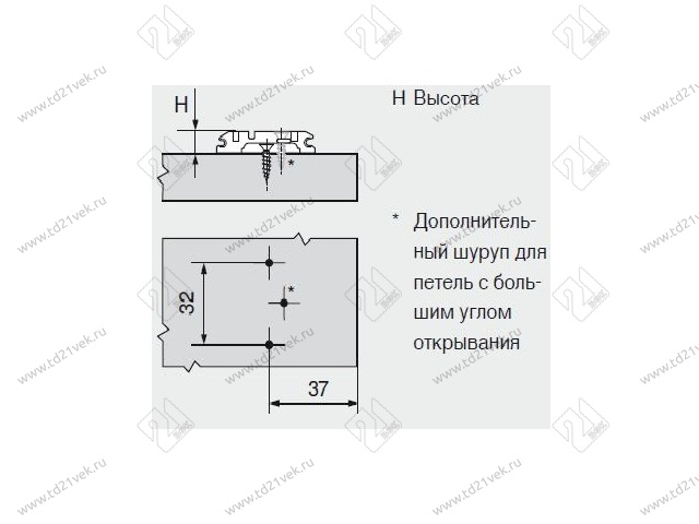 173L6130  MPL V500NI Планка ответная BLUMCLIP(крест.) H=3мм (под саморез)<500> 2
