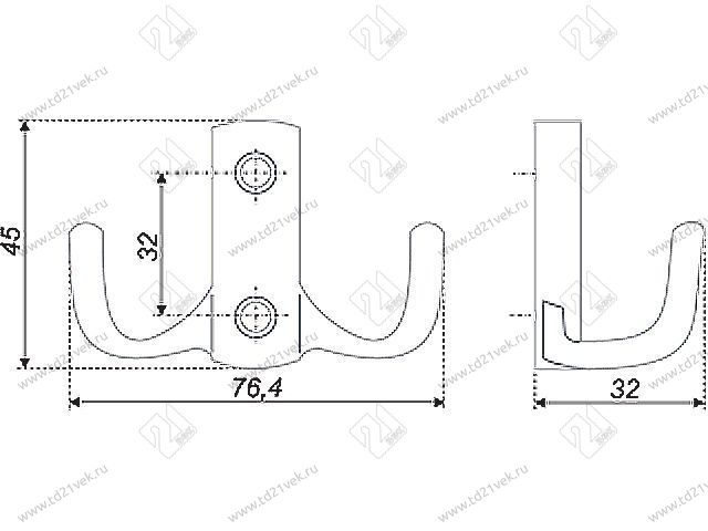 K204SC.2 Крючок мебельный K0460 сатиновый хром <25> 2