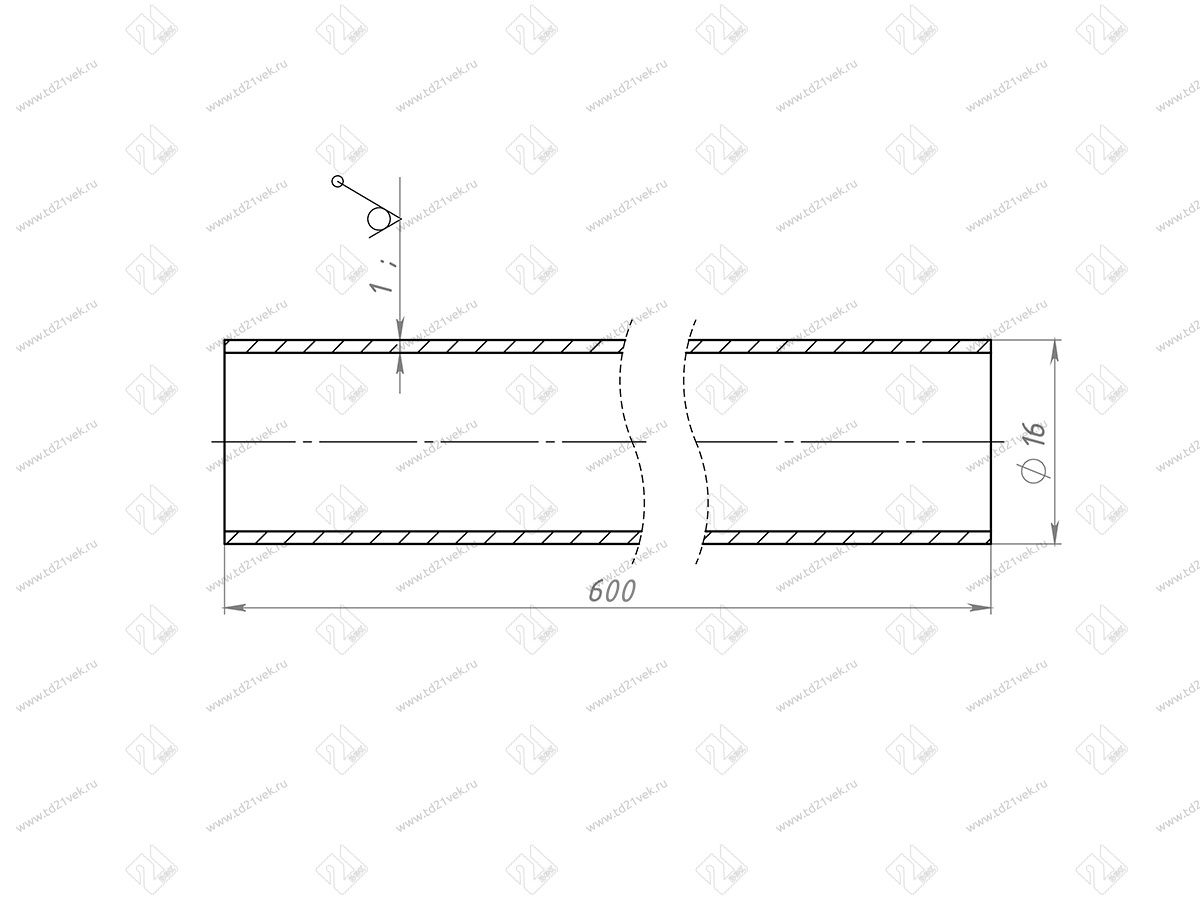 TUBE-16-600 BL Труба диаметр 16 мм, Д16 Ш16 В600, черный матовый <25> 2