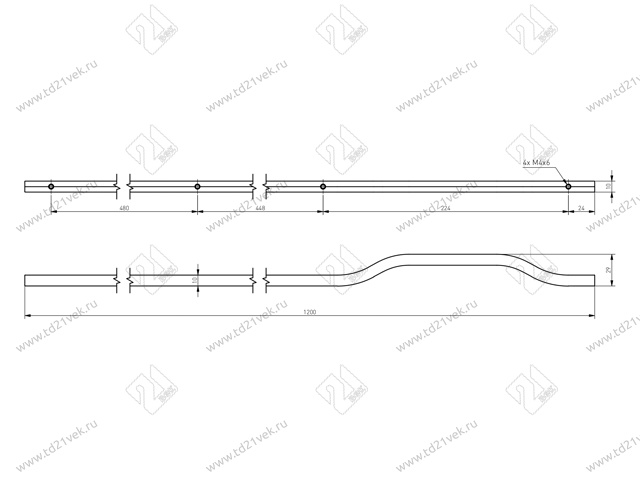Профиль-ручка UA-GRAVEL-1200-22 1152мм (L1200мм) золото шлифованное светлое Apro 2