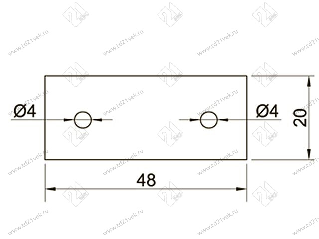 Полоса крепежная 48х20, 2 отверстия (50/100) <1500> 2