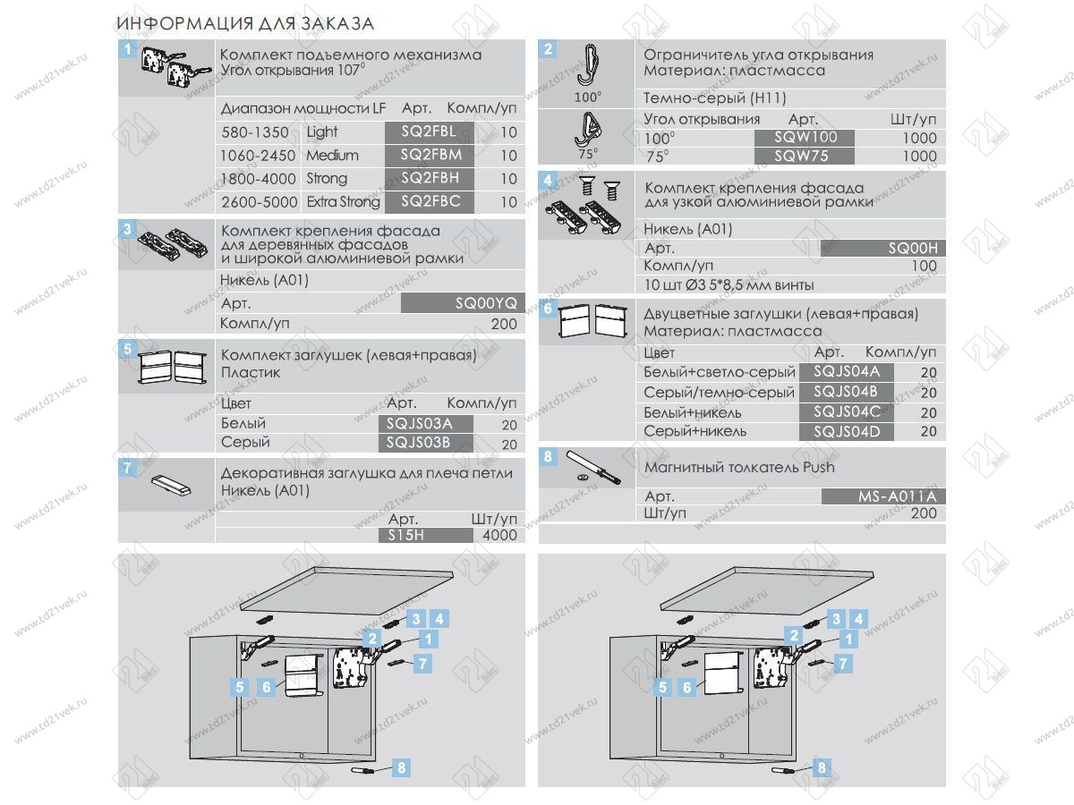 SQ2FBM03B / 0017405 Подъемный механизм TOP-STAYS SQ PUSH откидной (h250-500mm/инд.нагр.1060-2450) (серый) <1/10> 10