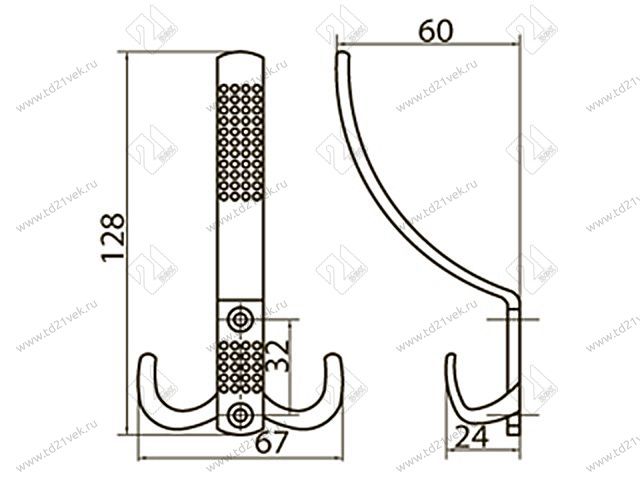 KR0070 SС Крючок мат. хром <25/150> 2