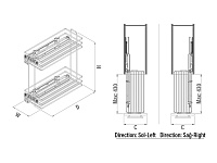 S-2491-C Бутылочница 200, Starax, 2-х ярусная, направляющие Blum Tandem, (151х475х495 мм), дно ДСП, полное выдвижение, левая