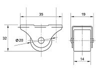 Опора колесная 100 нагрузка - 15 кг d=20, h=32 <200/1000>