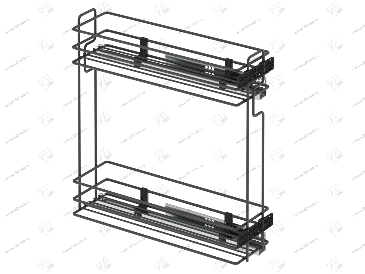 S-2423-A Бутылочница 200, Starax, 2-х ярусная, направляющие Blum Tandem, (151х475х495 мм), частичное выдвижение, правая, антрацит 2