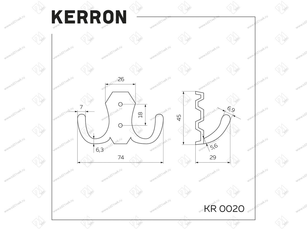 KR 0020 BL Мебельный крючок, матовый черный <70/420> 5