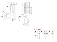 H404A21/2210 Петля Boyard мини 0 мм (чашка 26 мм) CLIP (с довод.) + планка H=0 <100>