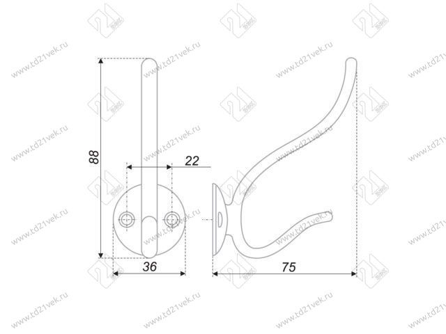 K208GP.6 Крючок мебельный K0830 золото <25> 2