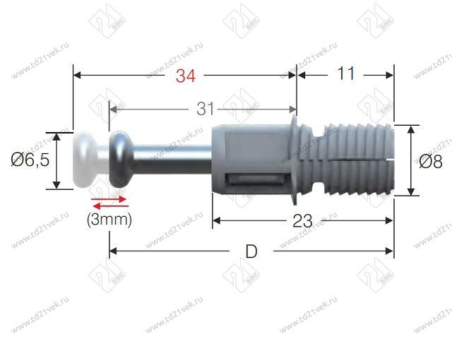 102-02-30-403 Дюбель Dufix L11/24мм d=8мм (быстрый монтаж) <1000/4000> 2