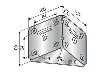 102-08-18-403 Угол цоколя крепежный Mesan для ножки,1,5мм (100х100х100мм) цинк <50>