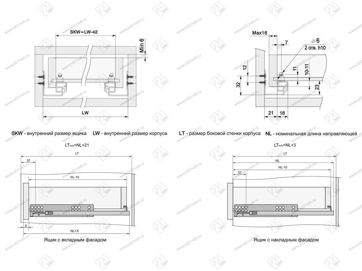 DB8882Zn/300 Направляющие 300мм скрытого монтажа  с доводчиком <10> 4