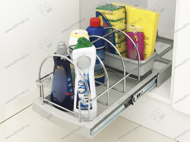 S-2393-G Корзина для бытовой химии в базу 350/400, Starax, (260*440*245 мм), серый 3