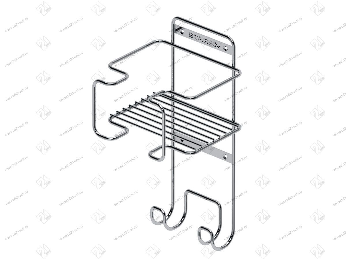 S-6619-C Держатель для гладильной доски и утюга, Starax, (200х200х380 мм), хром 2